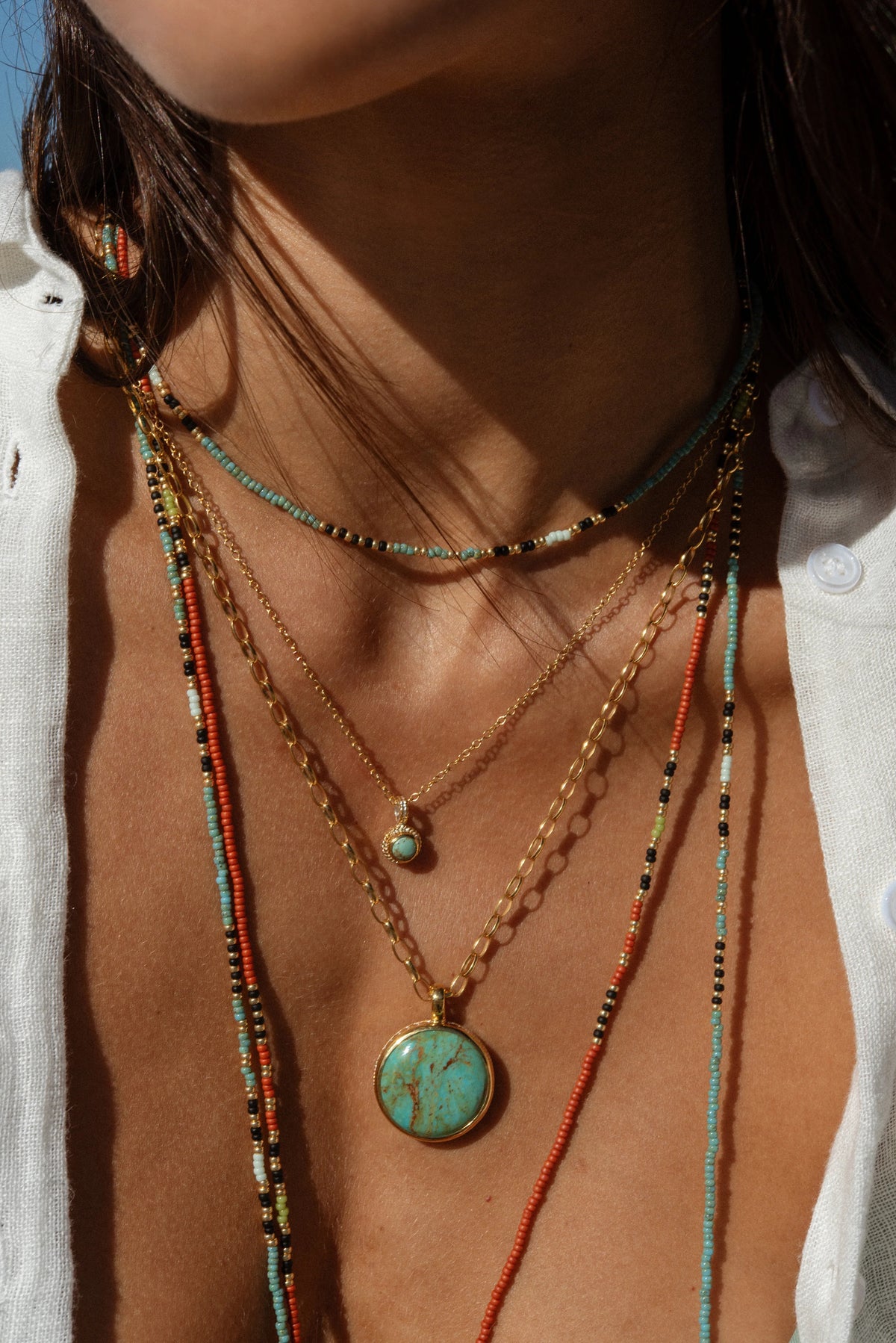 Anna Beck Mutsa Beaded Necklace - 42” at Romi Boutique