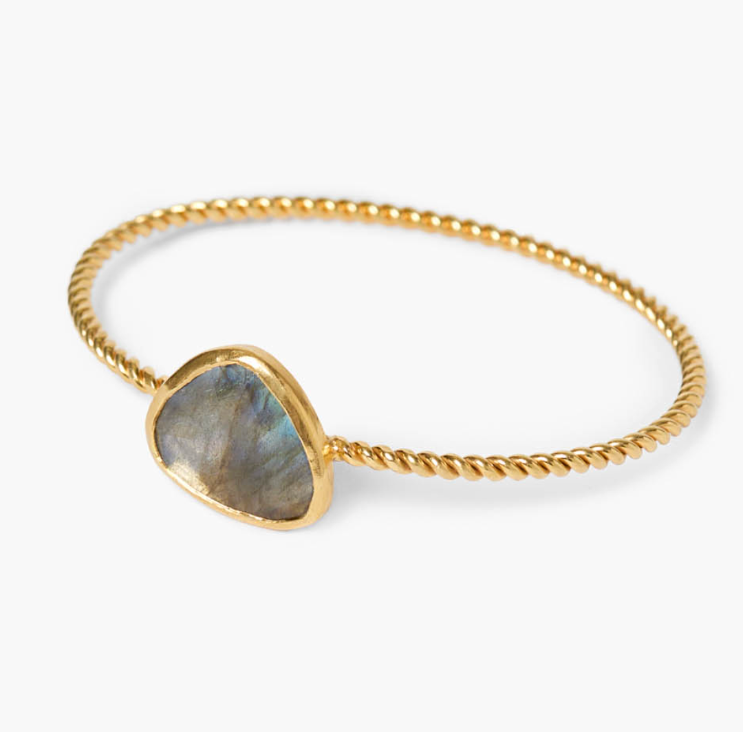 GOLD BEZEL BANGLE IN LABRADORITE