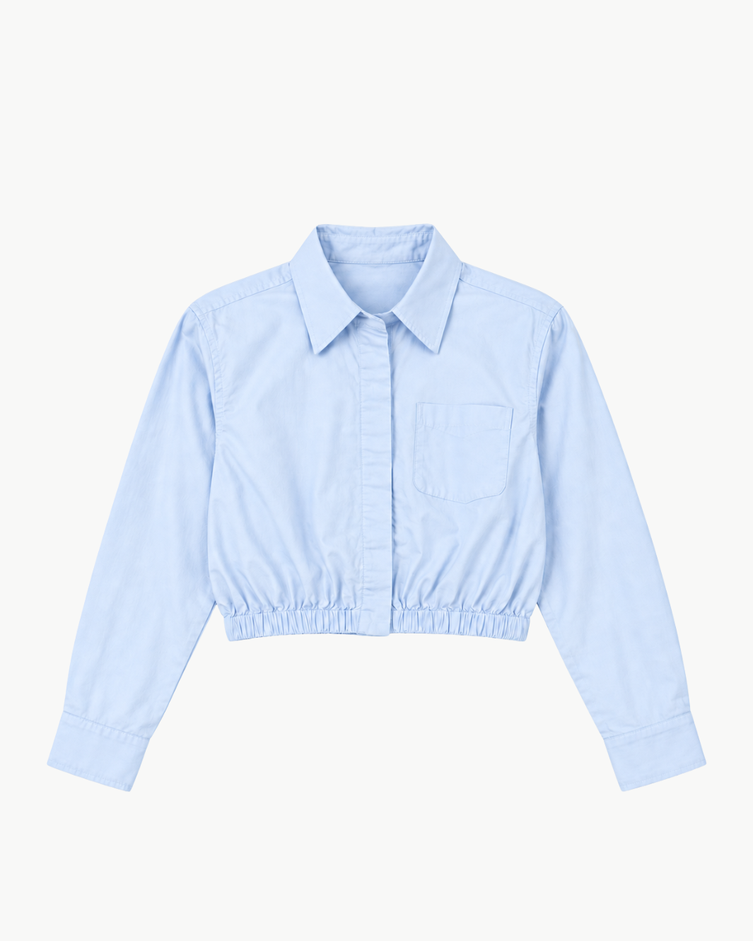 Cropped Elastic Waist Shirt