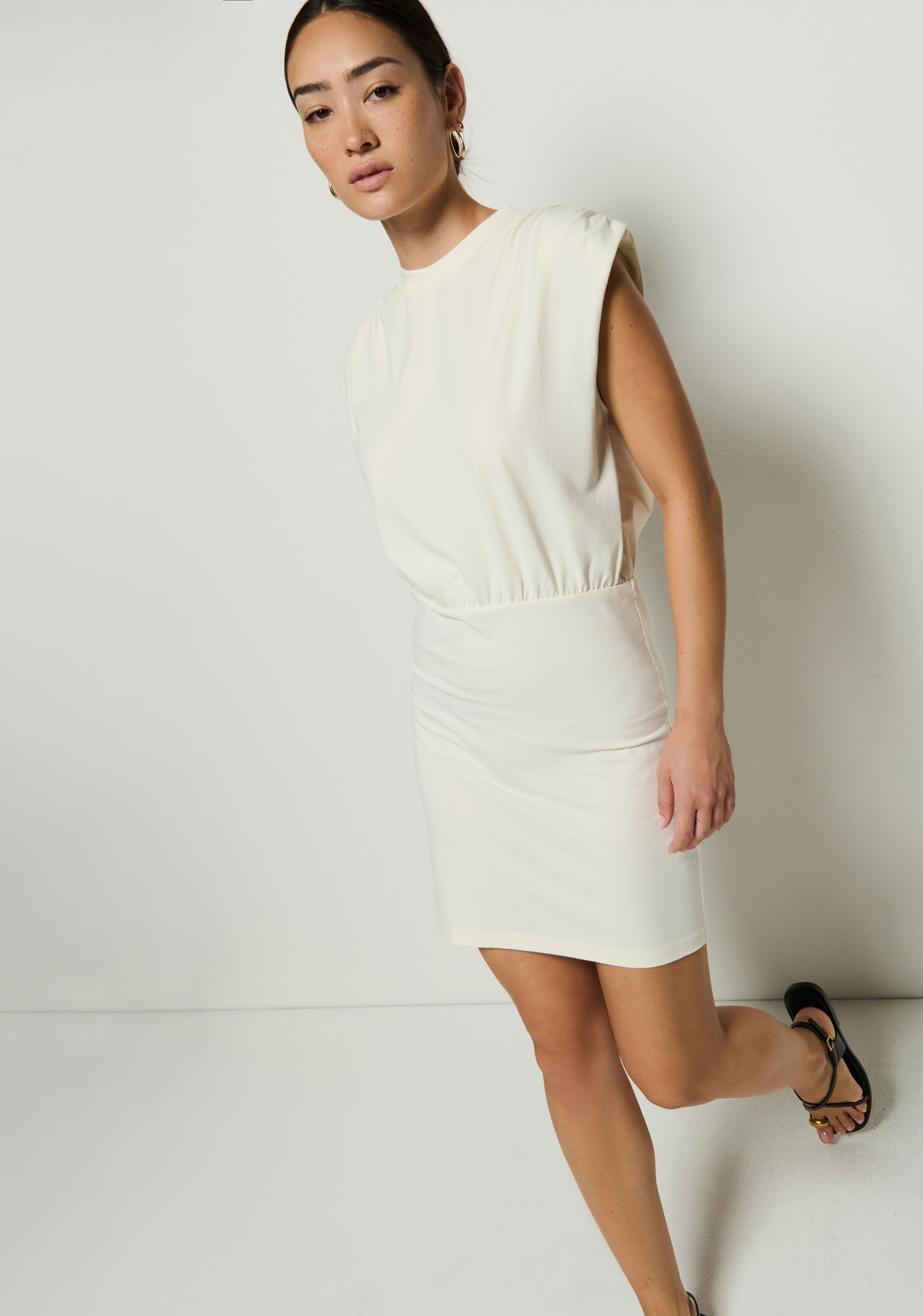 JAC MUSCLE TANK DRESS IN PORCELAIN