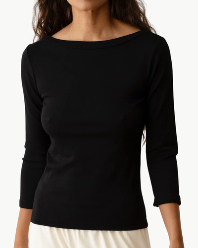 THE BABY RIB BOAT NECK IN JET