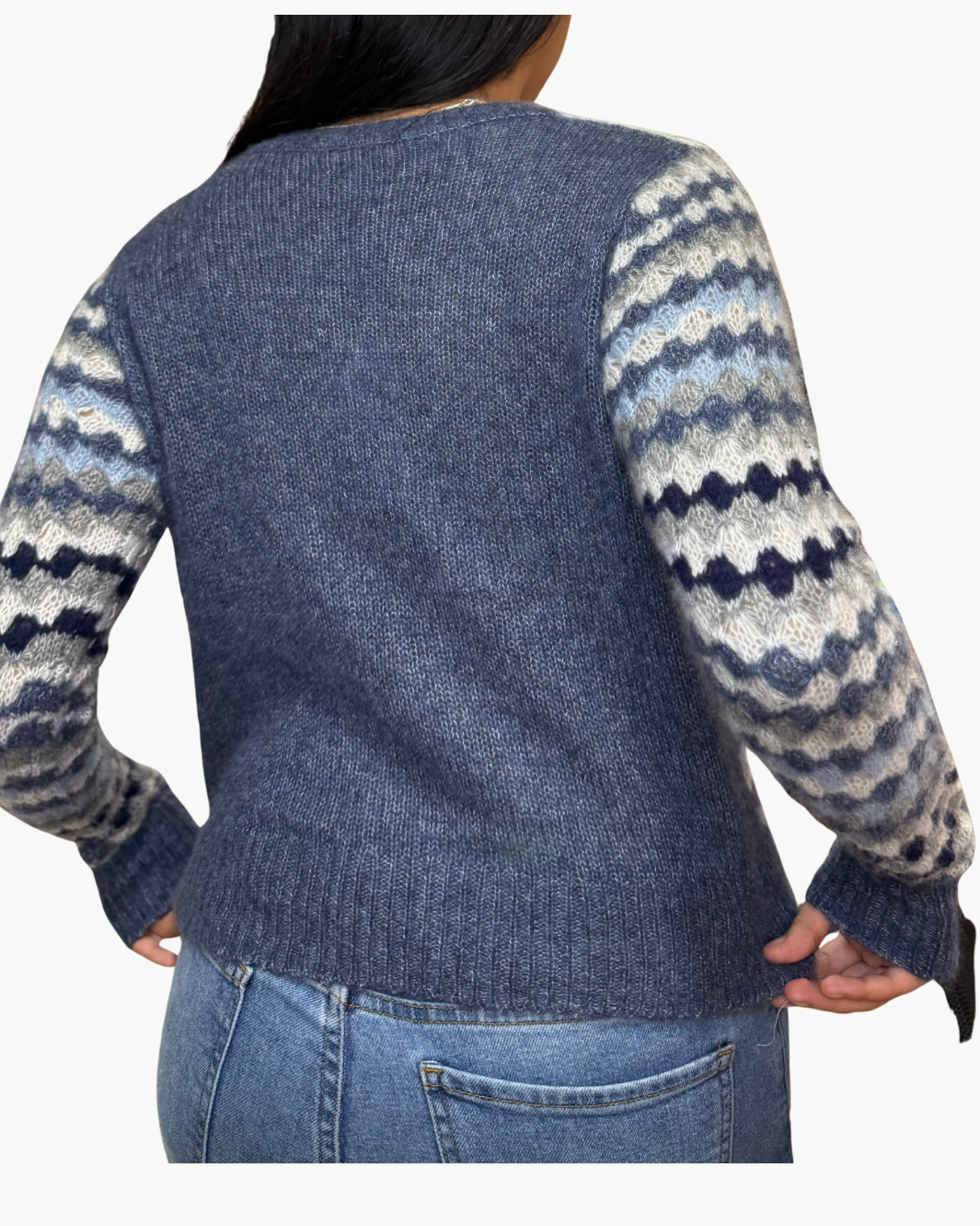 MULTI COLOR FANCY STITCH CREW IN DENIM MULTI