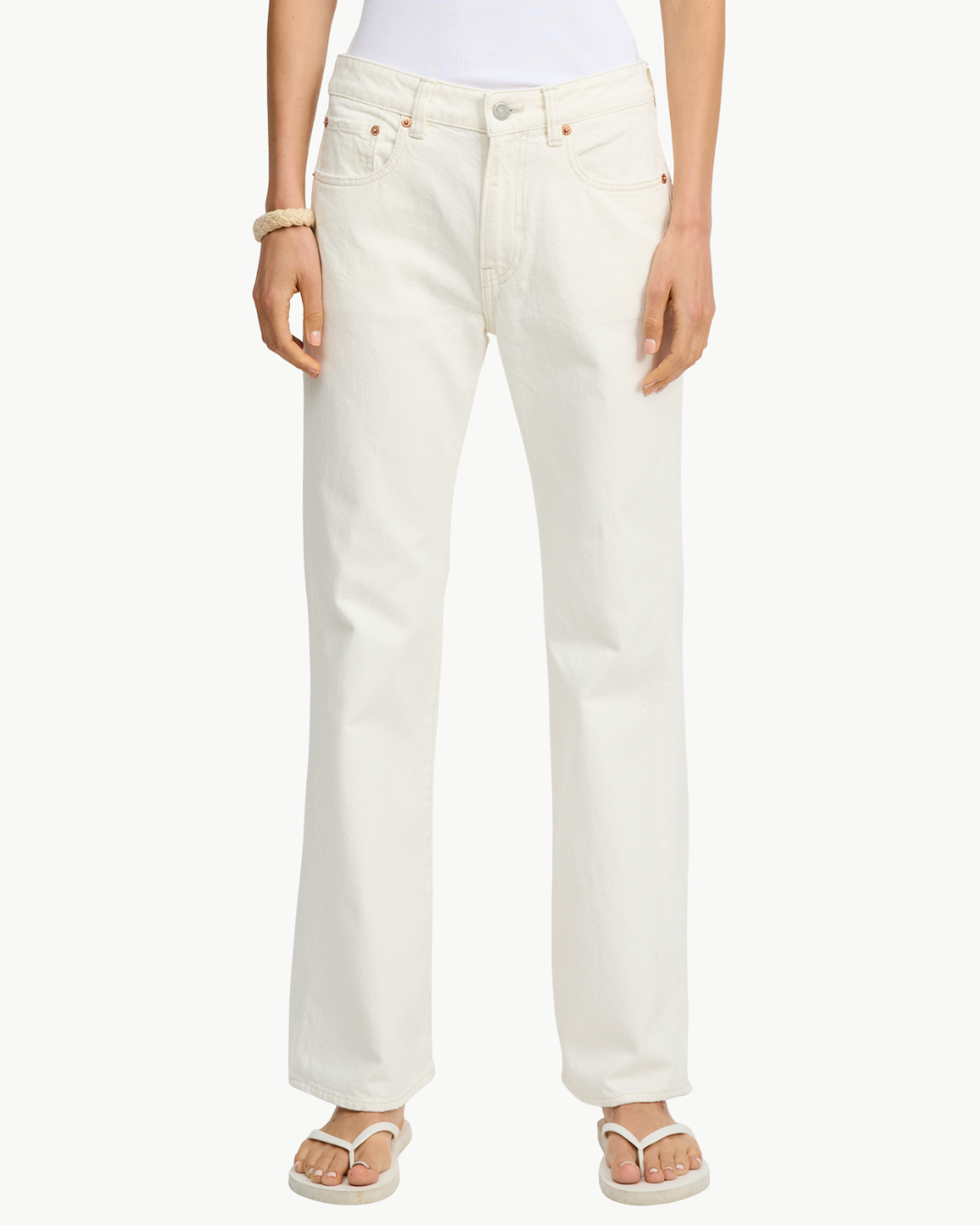 JENNA CROPPED FLARE JEAN IN VINTAGE CREAM WHITE - Romi Boutique