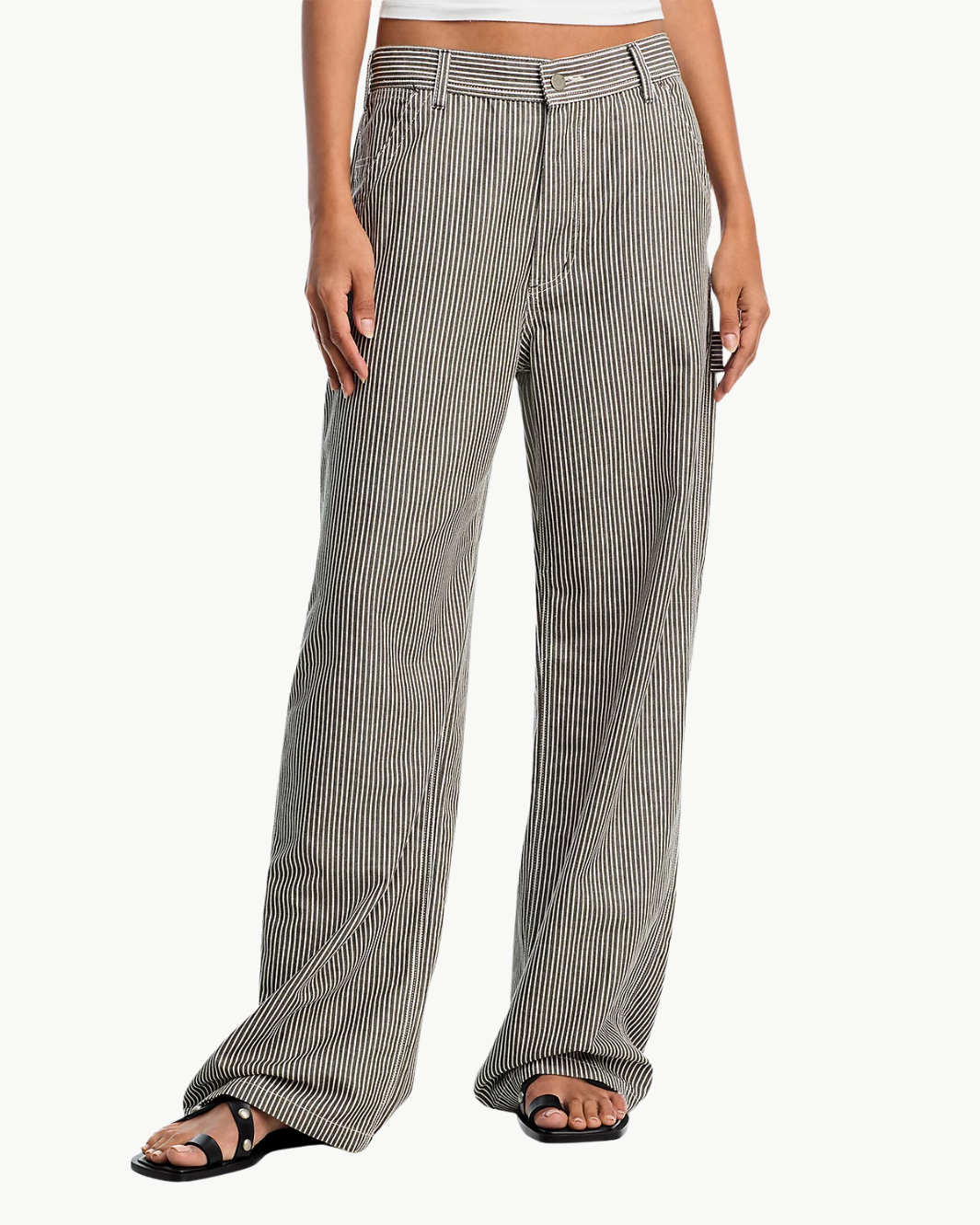 TERI WIDE LEG CARPENTER PANT IN RAILROAD GREY