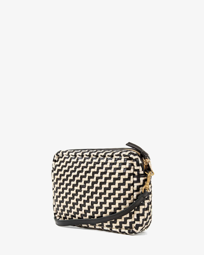 MIDI SAC IN BLACK AND CREAM WOVEN ZIG ZAG