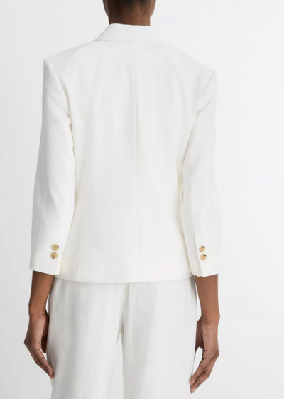 LINEN SHRUNKEN BLAZER IN OFF-WHITE