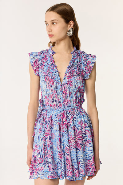 MINI DRESS CALLIE IN BLUE EXOTIC FOREST