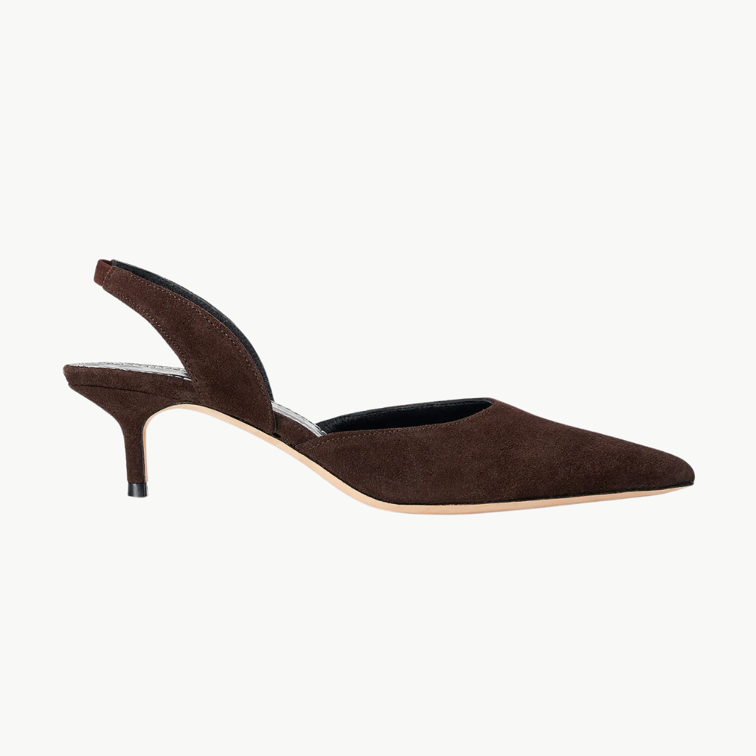 Staud SEBASTIAN SLINGBACK IN SUEDE ESPRESSO at Romi Boutique