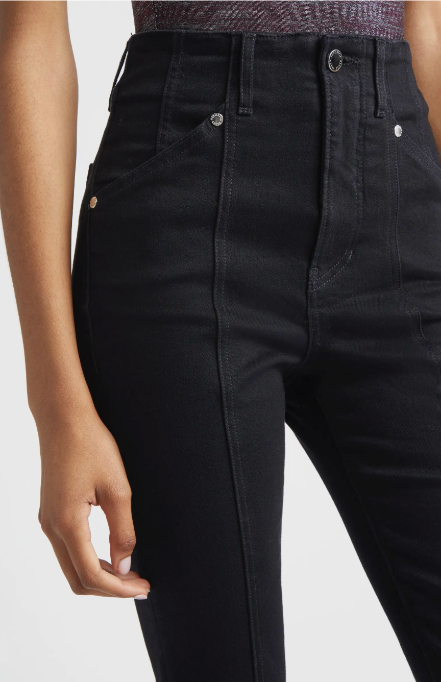 CARSON HIGH RISE ANKLE FLARE WITH MID SEAM IN ONYX