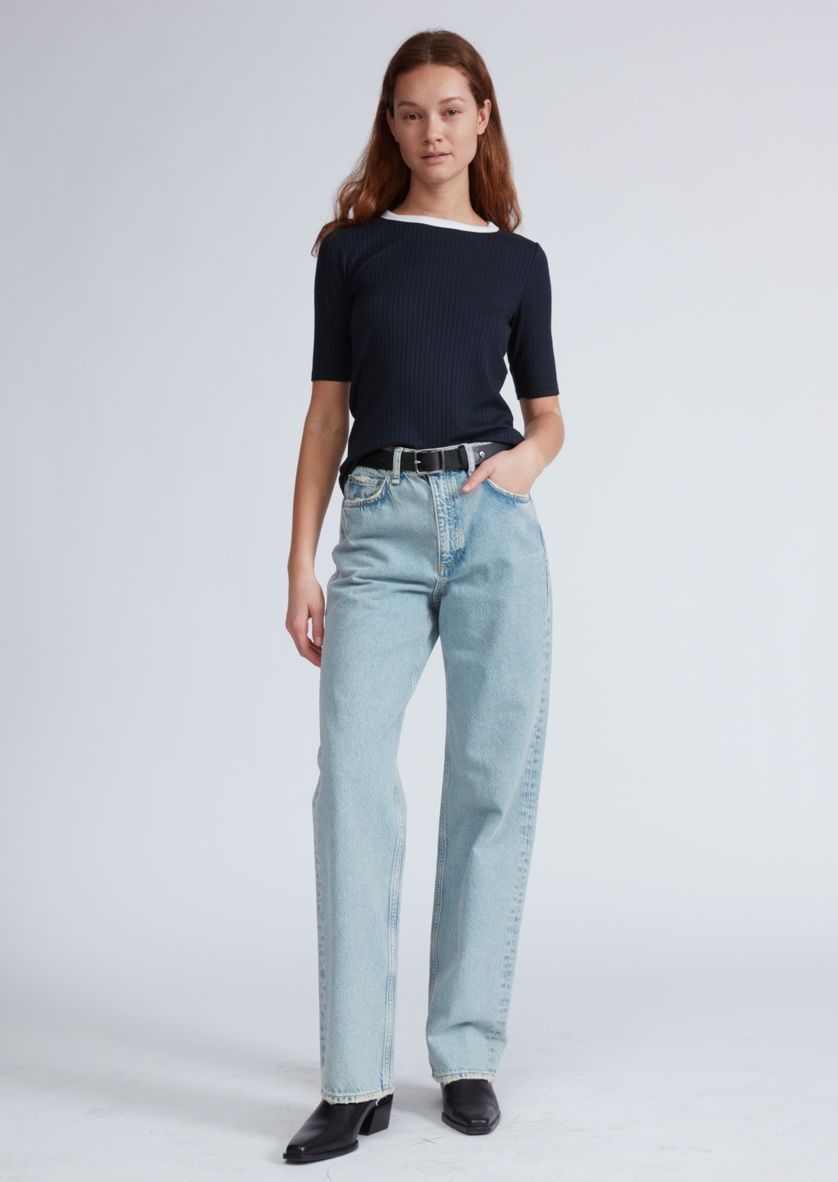 THE KNIT CONTRAST RINGER TEE IN SALUTE
