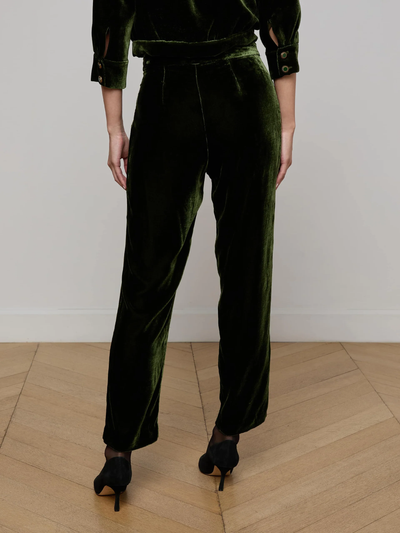 REBEL VELVET TROUSER IN DEEP OLIVE