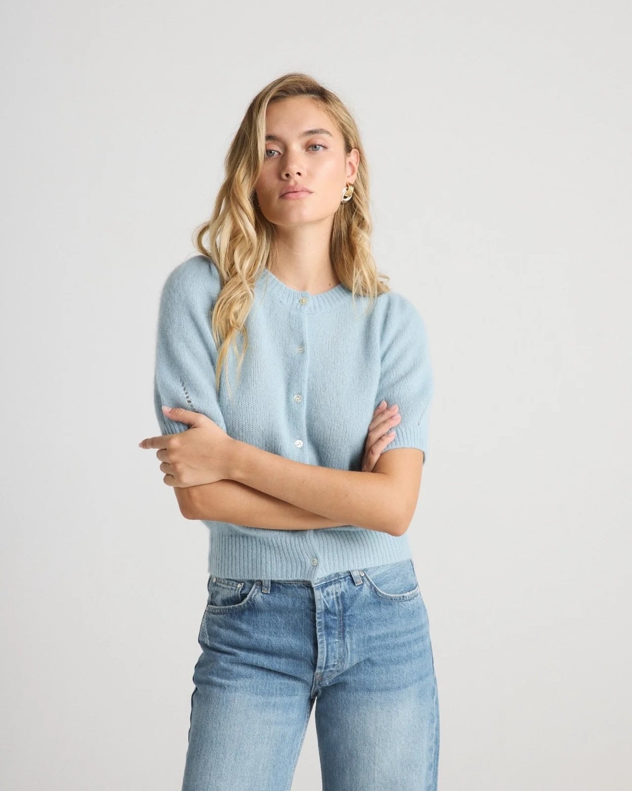 W.Cashmere Sheila Short Sleeve Cardigan at Romi Boutique