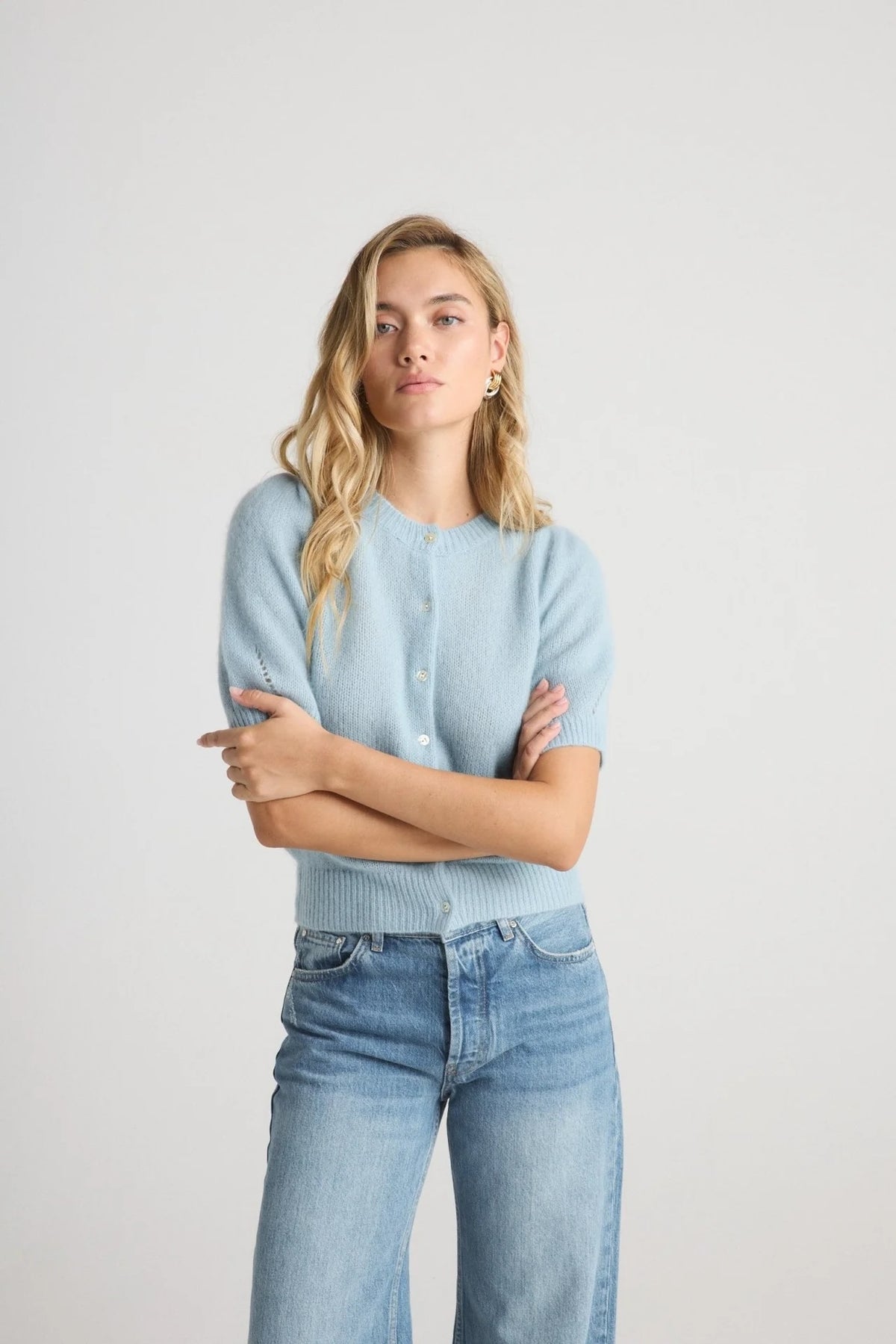 W.Cashmere Sheila Short Sleeve Cardigan at Romi Boutique