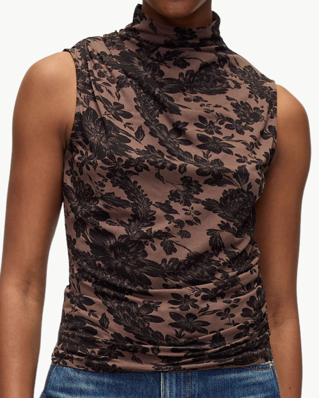 MYLIE SLEEVELESS TOP IN DARK LICHEN/BLACK - Romi Boutique