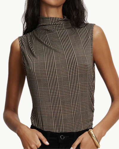 MYLIE SLEEVELESS TOP IN DARK ACORN MULTI