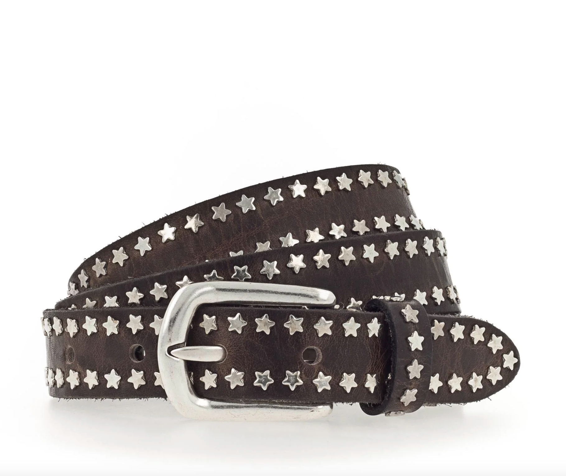 B. Belt STINA STAR EMBOSSED BELT IN BROWN at Romi Boutique