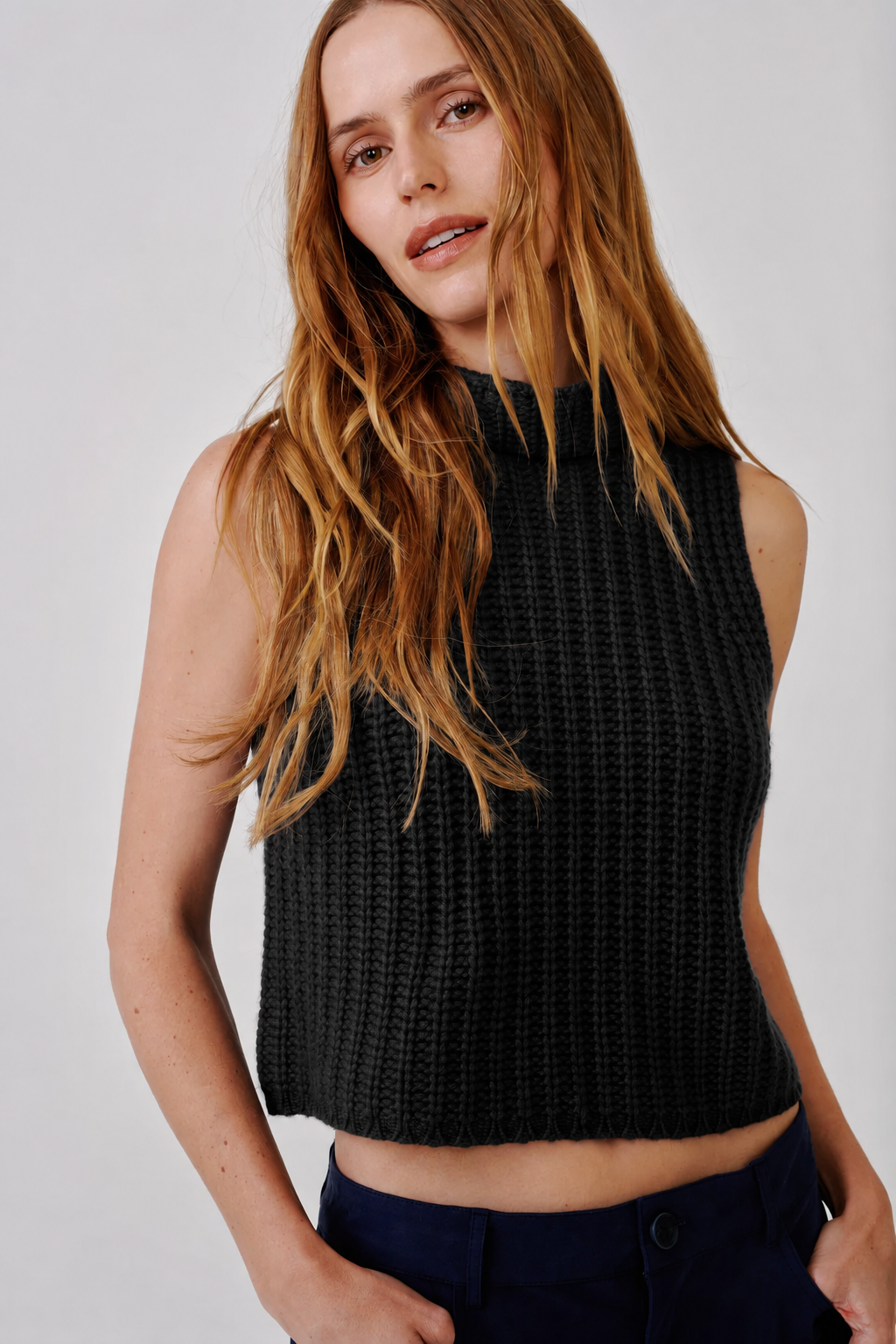 Saige Cropped Cashmere Turtleneck