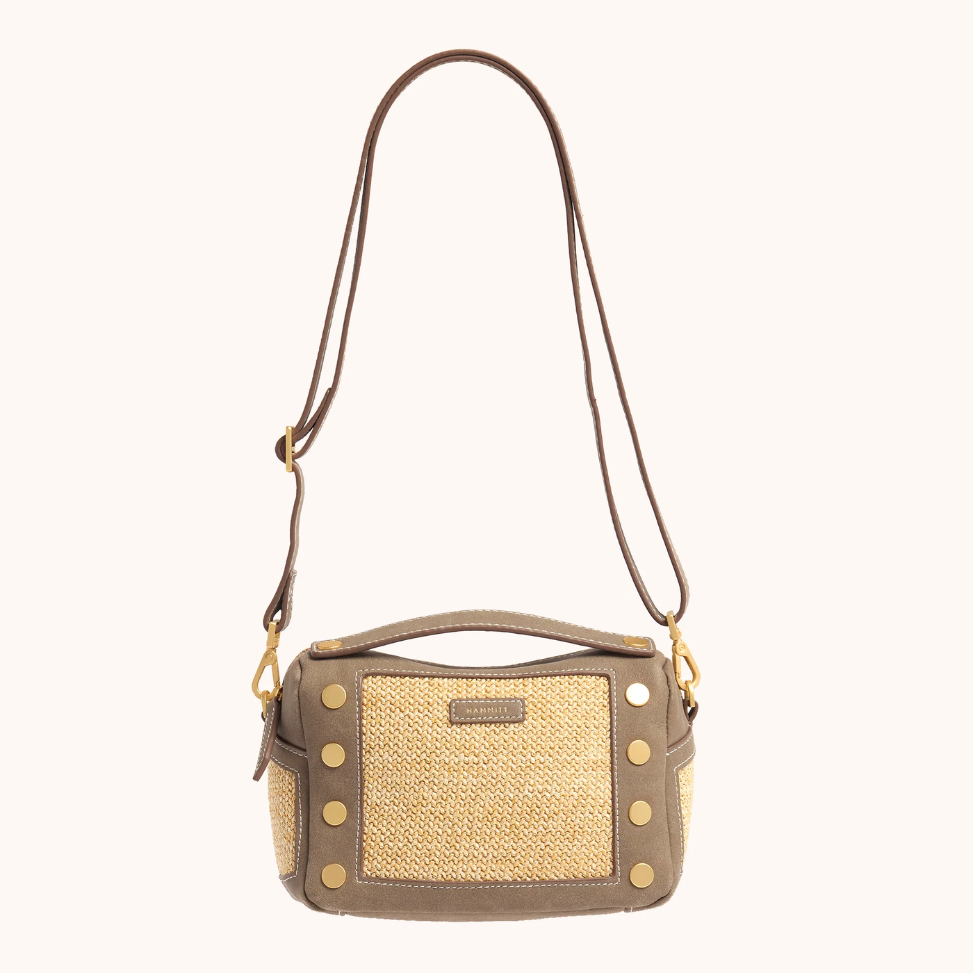 EVAN CROSSBODY SMALL IN PEWTER RAFFIA/BRUSHED GOLD