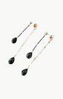 Maya Bauman DOUBLE TROUBLE GEM EARRINGS IN MIX METAL/BLACK GARNET at Romi Boutique