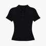 Cotton Ribbed Polo Top