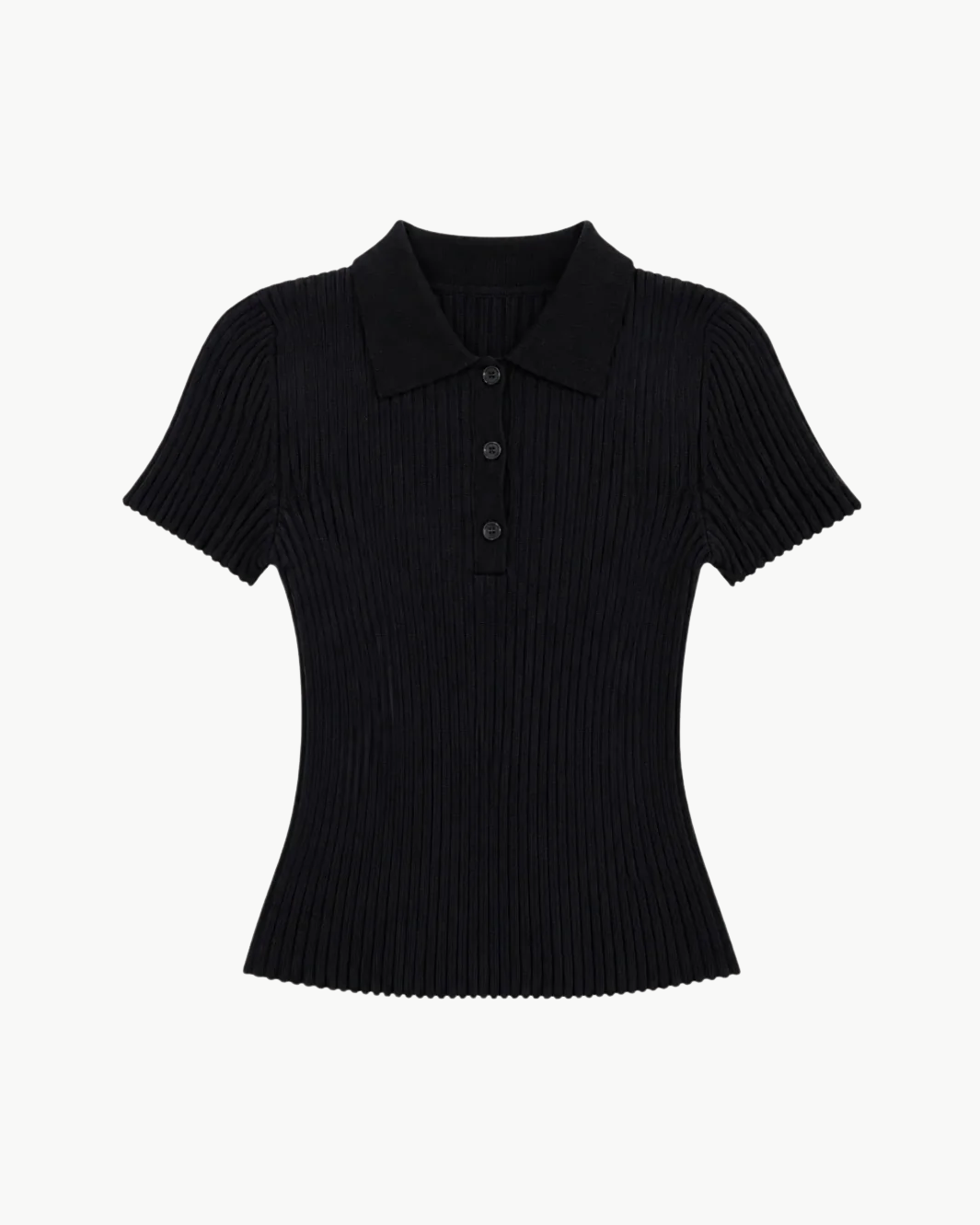 Cotton Ribbed Polo Top