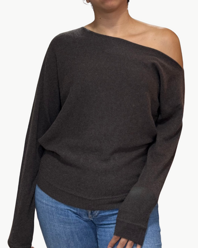 CASHMERE OFF THE SHOULDER TOP IN BRAZIL NUT