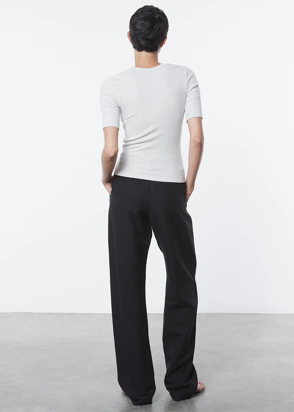 Enza Costa TEXTURED RIB HALF SLEEVE U at Romi Boutique