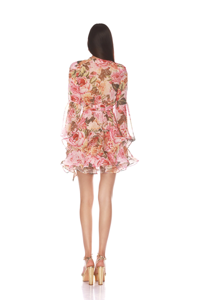 BEDOUIN ROSE FLORAL MINI DRESS IN ROSE MULTI