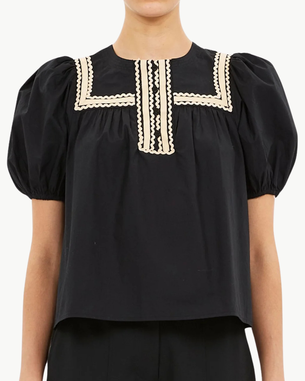 LIA PUFF SLEEVE TOP IN NOIR
