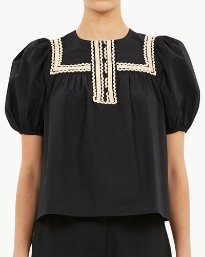 LIA PUFF SLEEVE TOP IN NOIR