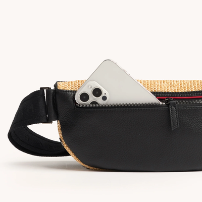 CHARLES CROSSBODY MED IN CHAPARRAL RAFFIA/GUNMETAL
