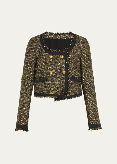 ANISA TWEED U-NECK JACKET IN TAPESTRY