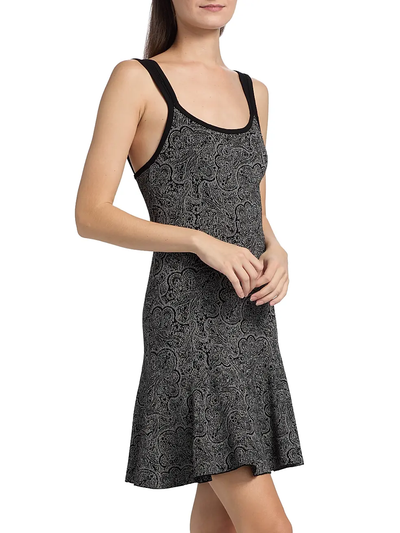 LIDIA SLEEVELESS METALLIC SWEATER MINI DRESS IN PLATINUM JACQUARD