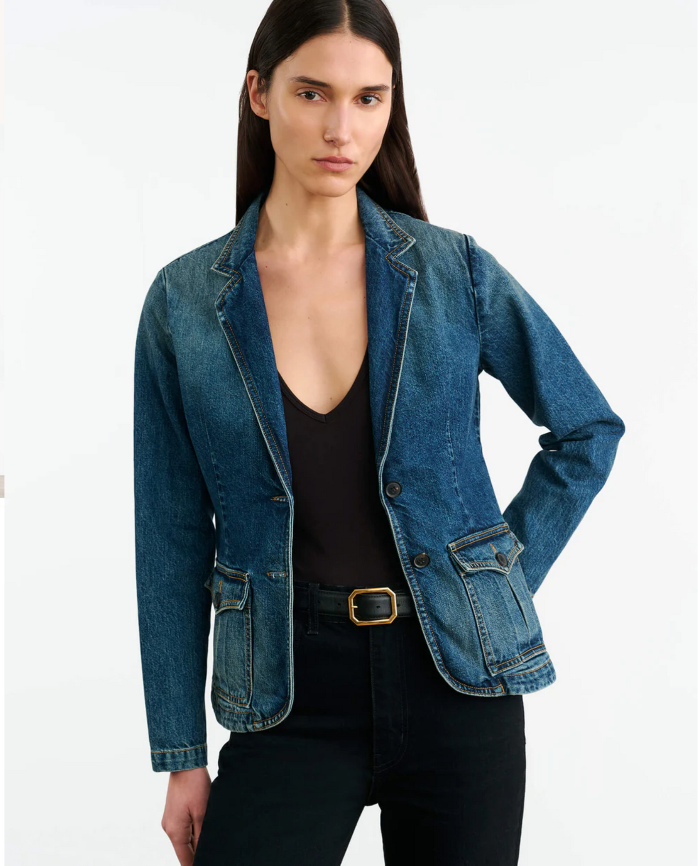 ELTON DENIM BLAZER IN SIMON WASH
