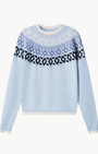 Minnie Rose CASHMERE FAIR ISLE CREW NECK W/ TIPPING at Romi Boutique