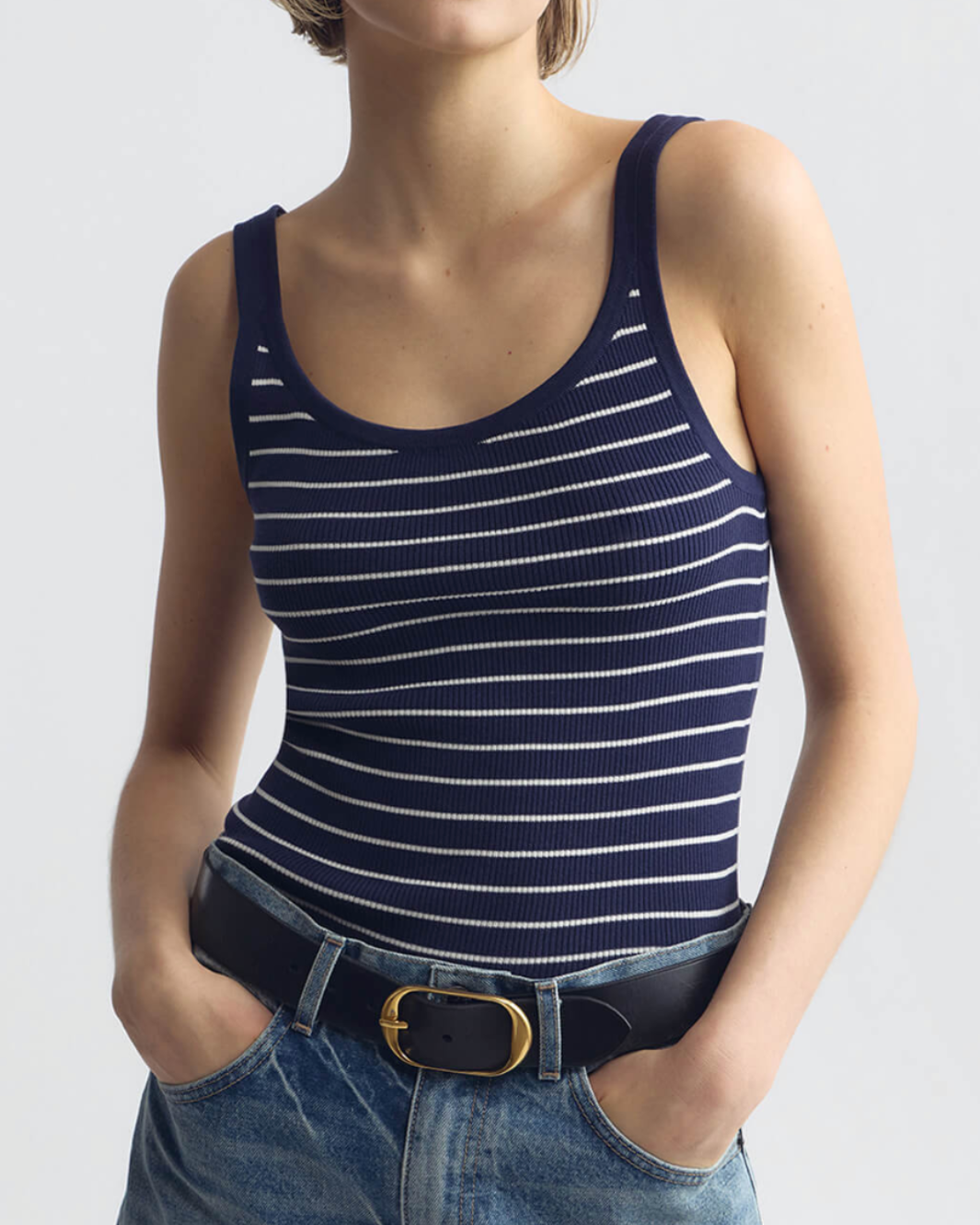 Nili Lotan Wrenely Stripe Sweater Tank at Romi Boutique