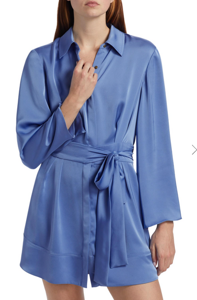 MARIANA BUTTON DOWN MINI DRESS IN CORNFLOWER - Romi Boutique