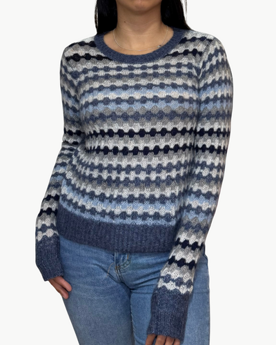 MULTI COLOR FANCY STITCH CREW IN DENIM MULTI