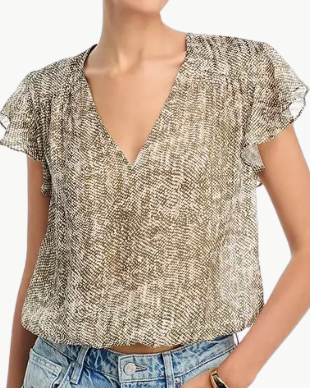 TERESA TOP IN OLIVE COMBO