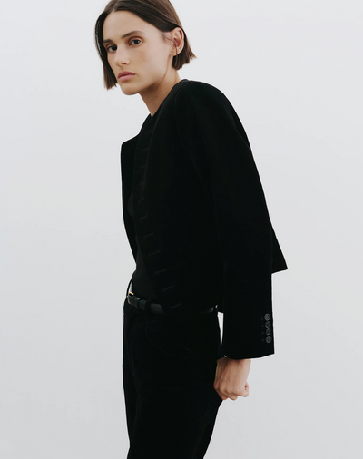 PATTI VELVET SHORT JACKET IN BLACK - Romi Boutique