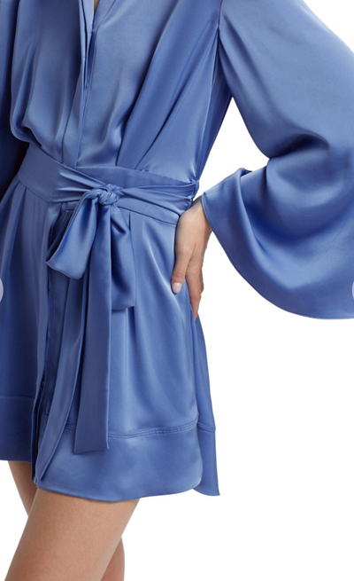 MARIANA BUTTON DOWN MINI DRESS IN CORNFLOWER - Romi Boutique