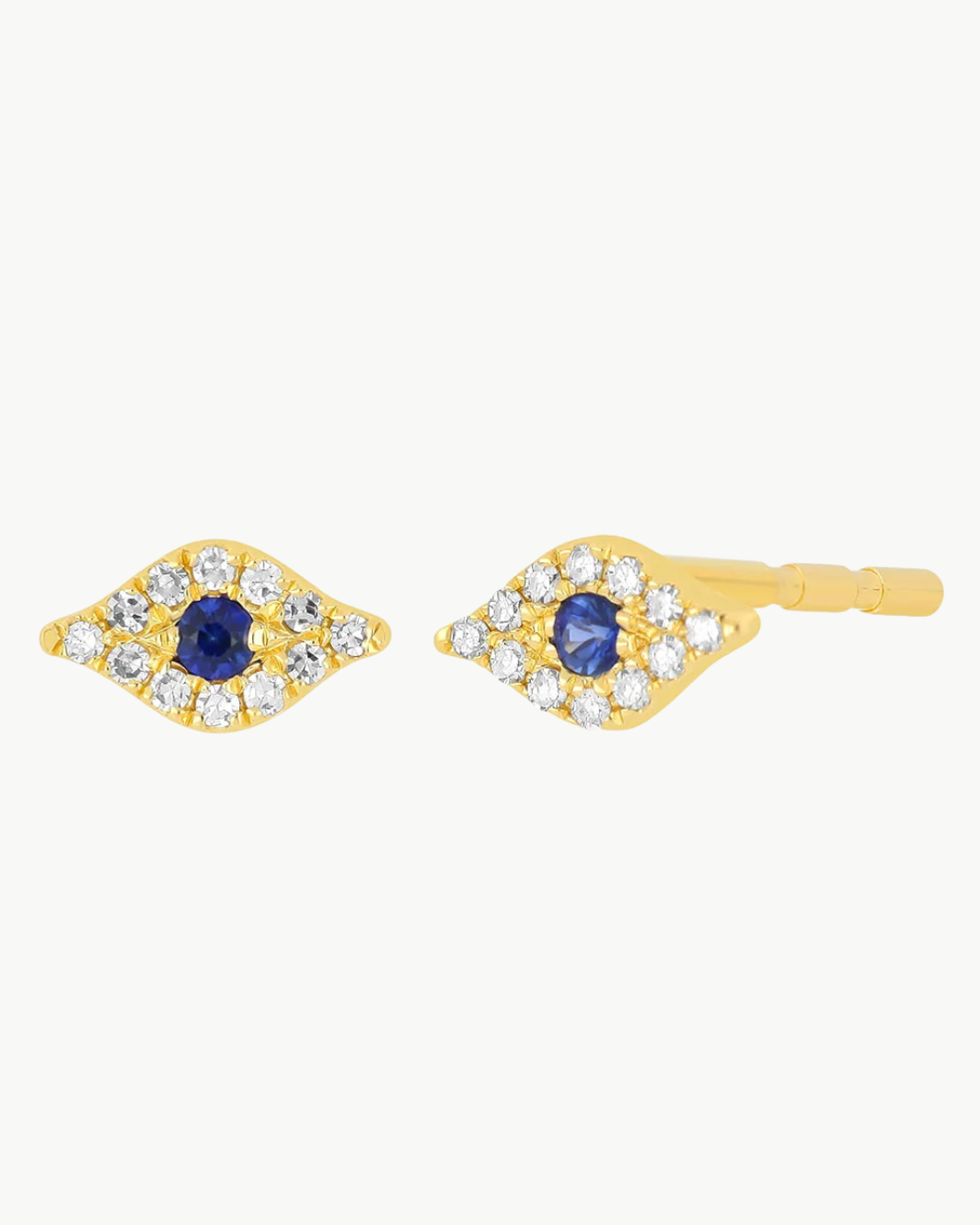 MINI DIAMOND EVIL EYE STUD EARRINGS IN 14K YELLOW GOLD