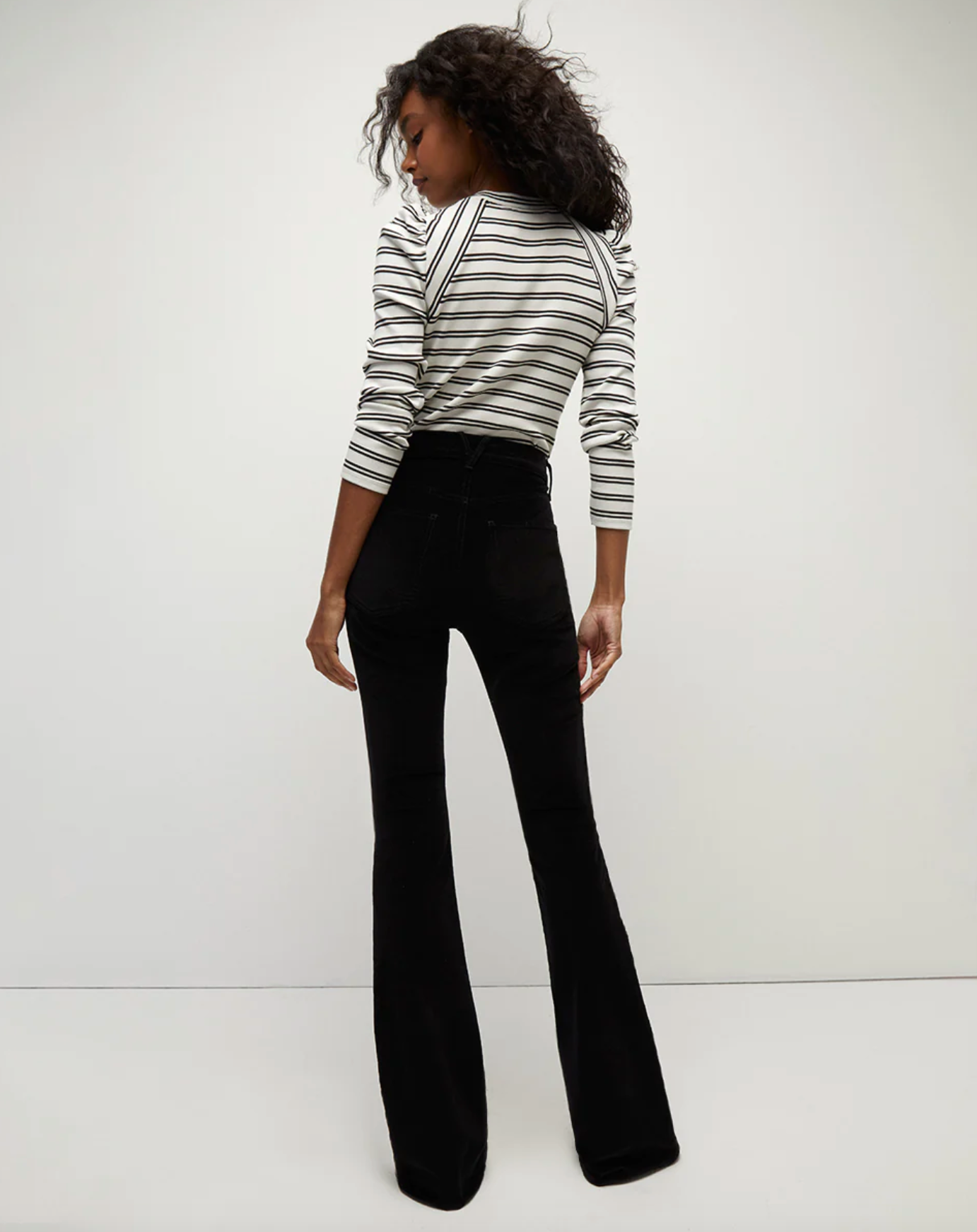 BEVERLY VELVET SKINNY FLARE IN BLACK