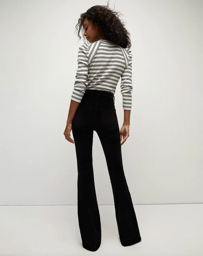 BEVERLY VELVET SKINNY FLARE IN BLACK
