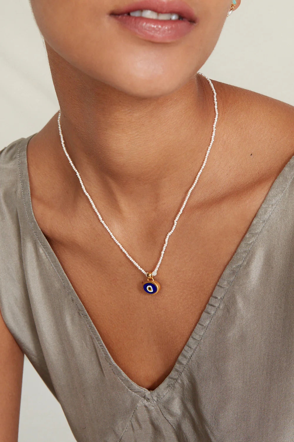 MYA EVIL EYE NECKLACE IN BLUE MIX - Romi Boutique