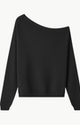 Minnie Rose CASHMERE OFF THE SHOULDER TOP IN BLACK CHARCOAL at Romi Boutique