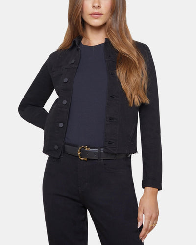JANELLE SLIM RAW JACKET IN SATURATED BLACK - Romi Boutique