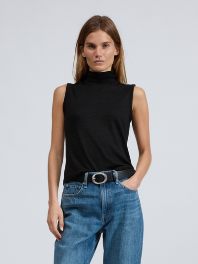 THE KNIT TNECK TANK IN BLACK