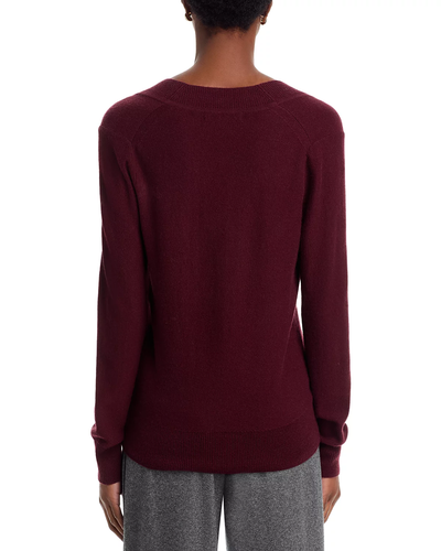 COLETA V-NECK CASHMERE SWEATER IN DARK CURRANT - Romi Boutique