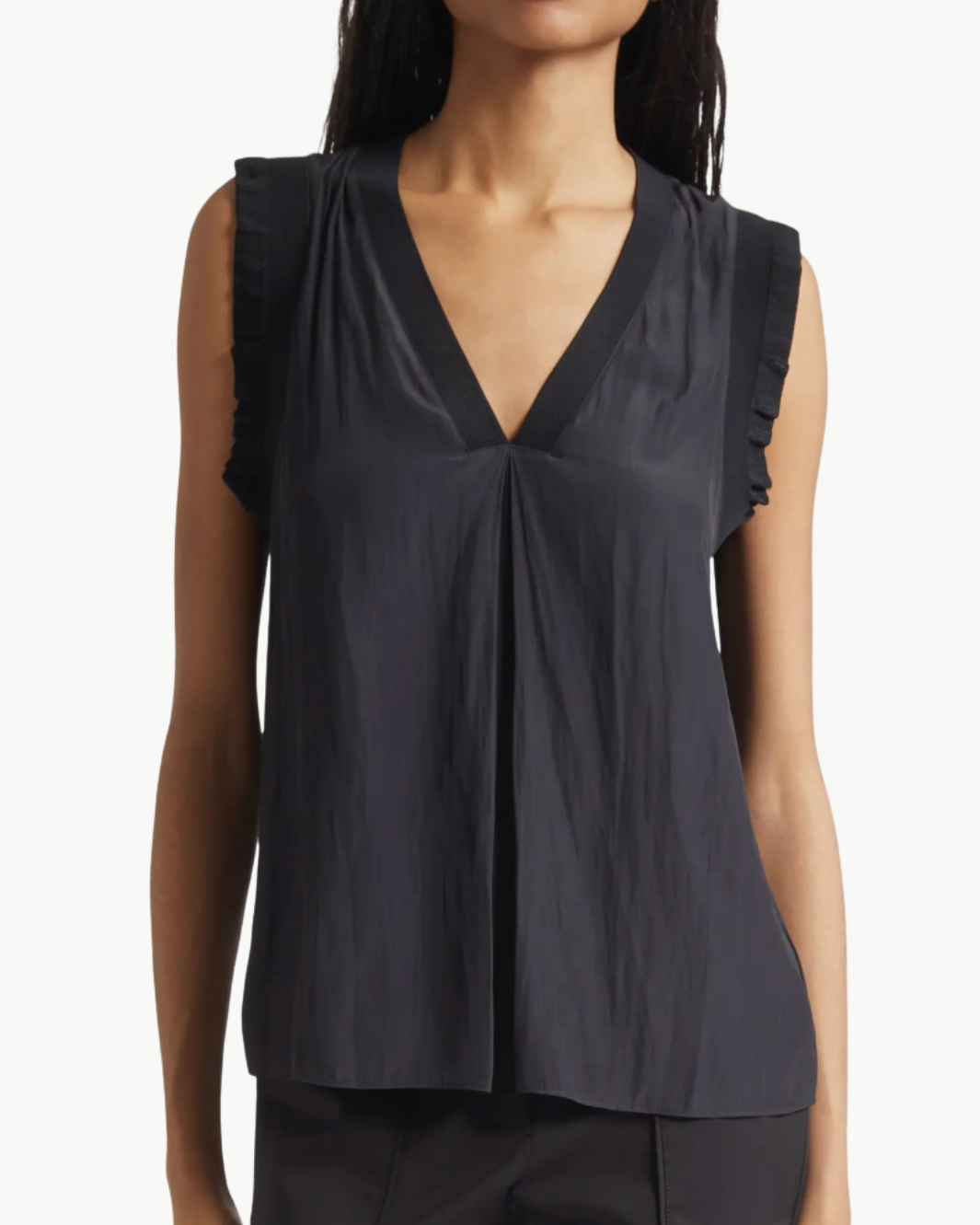 ZANDRA V-NECK TANK IN BLACK - Romi Boutique